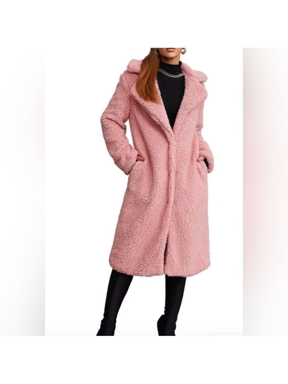 S (21"Ptp) • Pink Sherpa Teddy Coat